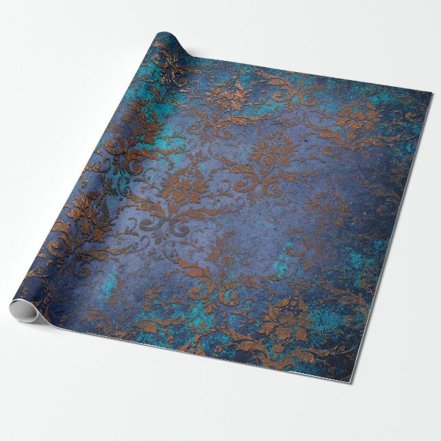 Patina Rulla Work Flowers on Lila Presentpapper (Utrullad)