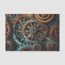 Patina Rusty Gears Decoupage Papper