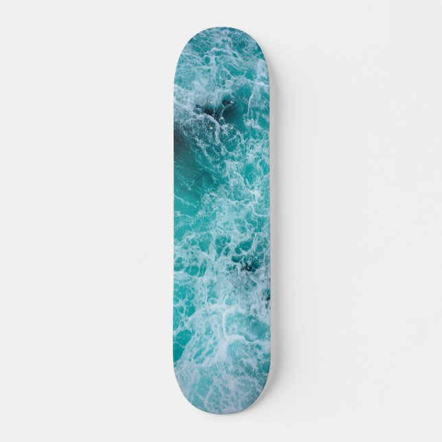 Patineta Blue Ocean waves Mini Skateboard Bräda 18,5 Cm (Framsida)
