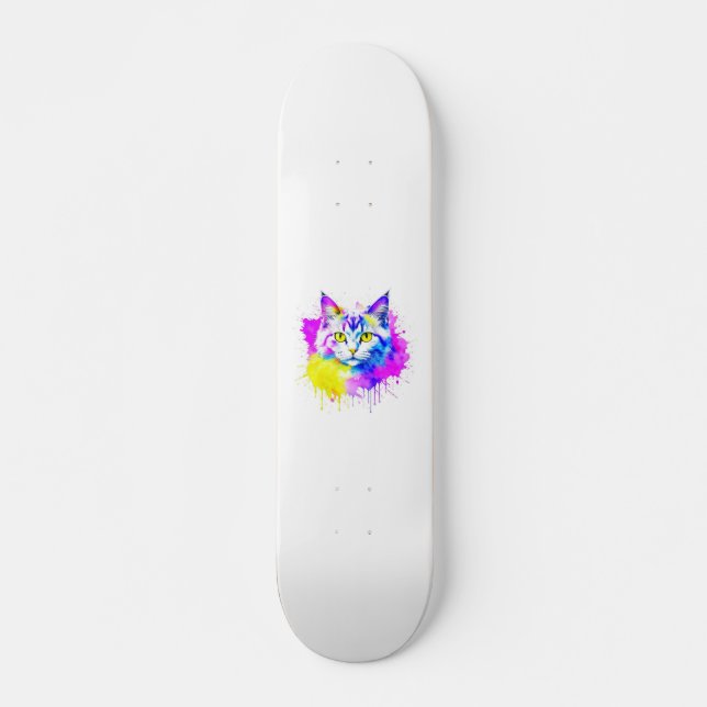 Patineta con toque felino mini skateboard bräda 18,5 cm (Framsida)
