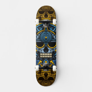 Patineta cráneo azteca mini skateboard bräda 18,5 cm
