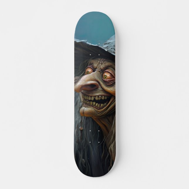 Patineta Espeluznante Malvada Bruja Mini Skateboard Bräda 18,5 Cm (Framsida)