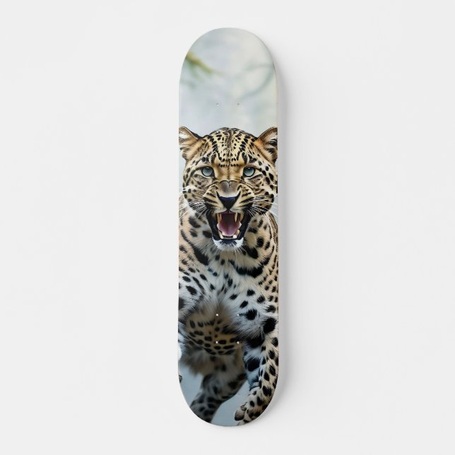 Patineta Leopardo Veloz Atacando Mini Skateboard Bräda 18,5 Cm (Framsida)
