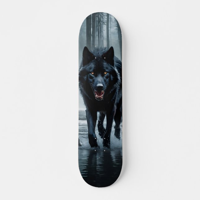 Patineta Lobo Salvaje Negro Mini Skateboard Bräda 18,5 Cm (Framsida)