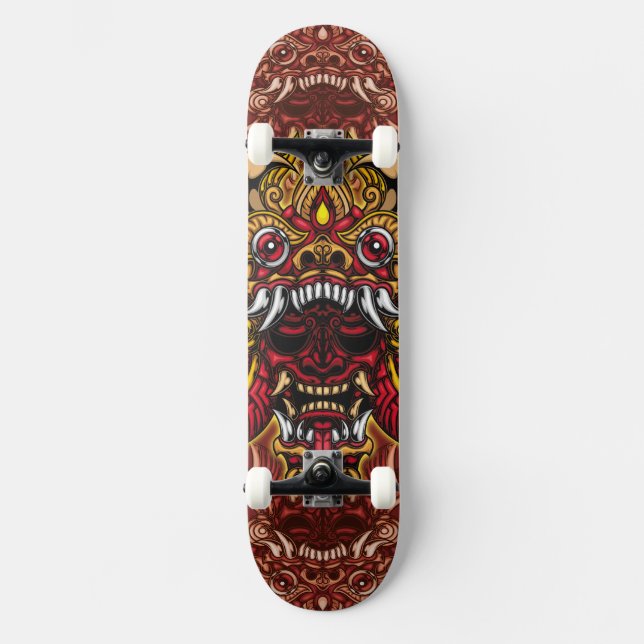 Patineta Máscara Hannya  Mini Skateboard Bräda 18,5 Cm (Framsida)