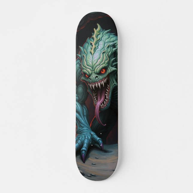 Patineta Monstruo Lagarto Poseído  Mini Skateboard Bräda 18,5 Cm (Framsida)