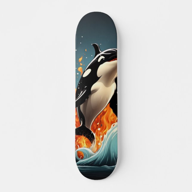Patineta Poderoso Pez Orca Saltando Del Agua Mini Skateboard Bräda 18,5 Cm (Framsida)