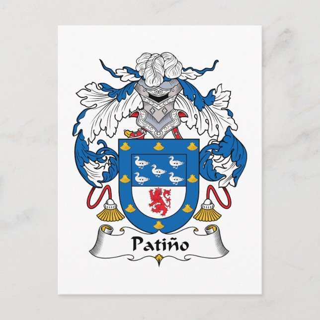 Patino Family Crest Vykort (Framsida)