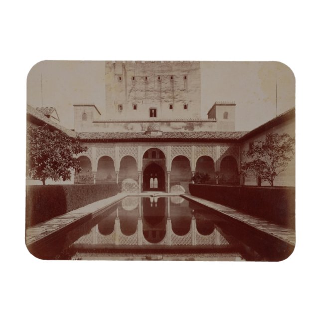 Patio de los Arrayanes, Alhambra, 1875-80 (sepia) Magnet (Horisontell)