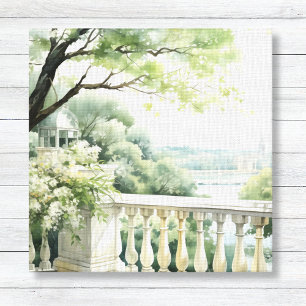 Patio Gazebo Sjö View Watercolor Art Canvas