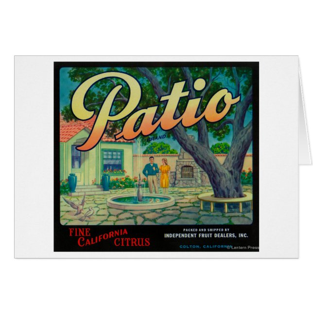 Patio Orange LabelColton, CA Hälsningskort (Framsidan Horizontal)