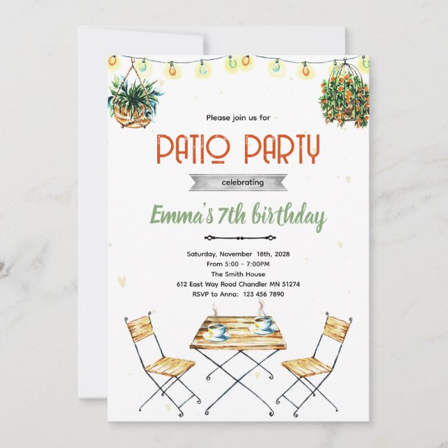 Patio party Invitation Inbjudningar (Framsida)