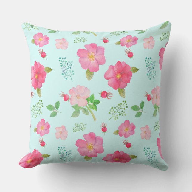 Patio Pillow BeSnygg Vild Rosa ros Ro Hips Kudde (Framsida)