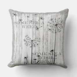 Patio Pillow Dandelion Önskemål Dreamy Grått Quote Kudde