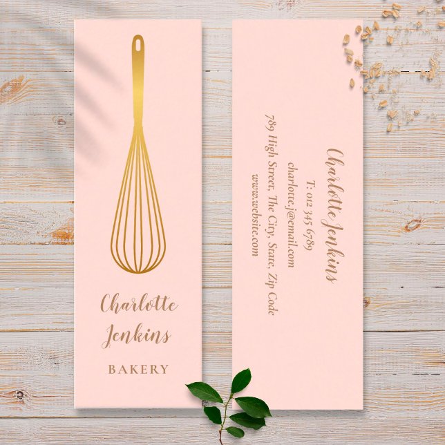 Pâtisseri kock Blush Rosa Guld Visp Mini Visitkort (Skapare uppladdad)