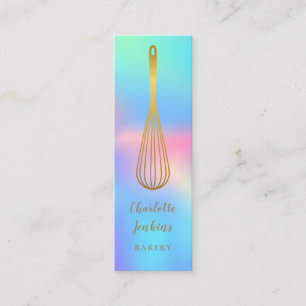 Patisserie Chef Rainbow HoloGraph Guld Whisk Mini Visitkort