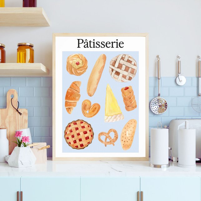 Patisserie Fransk Bakeri Bakverk Bröd Mat Konst Poster (In situ)