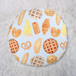 Patisserie Fransk Bakery Pastry Bread Food Art Rund Kudde