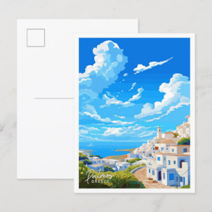 Patmos Greece Art Art Travel Vintage illustration Vykort