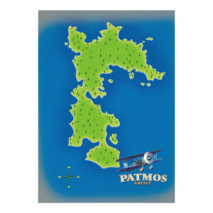 Patmos Greece ö karta Fototryck