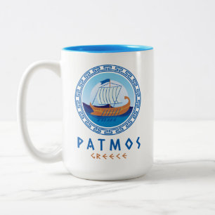 Patmos, Grekland Grekisk fartygsdesign Två-Tonad Mugg