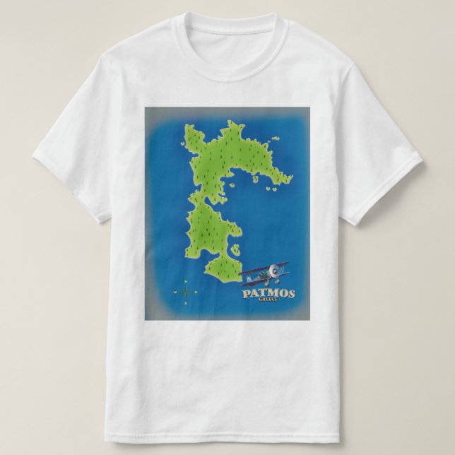 Patmos Grekland ö karta T Shirt (Design framsida)