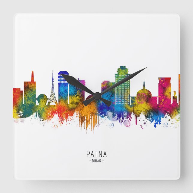 Patna Bihar Siluett Fyrkantig Klocka (Framsida)