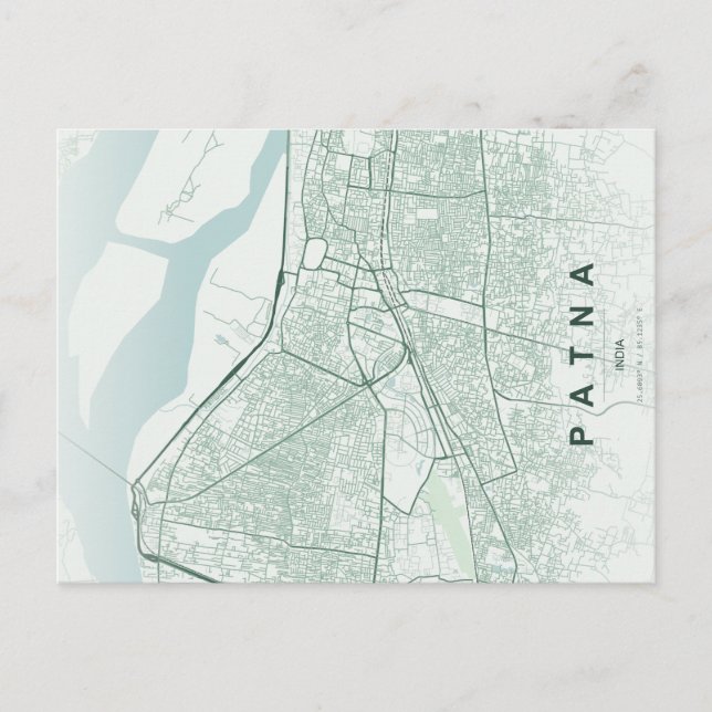 Patna Indien Stadskarta Minimalistisk Design Postk Vykort (Framsida)