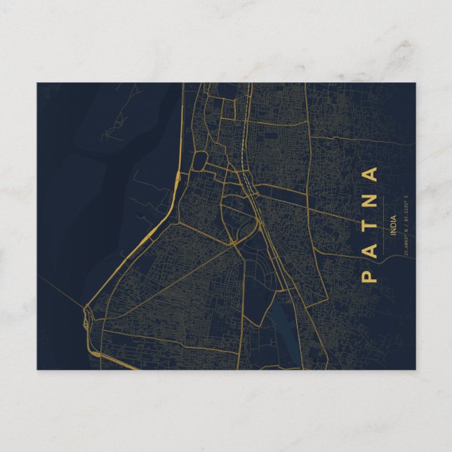 Patna Indien Stadskarta Minimalistisk Design Postk Vykort (Framsida)