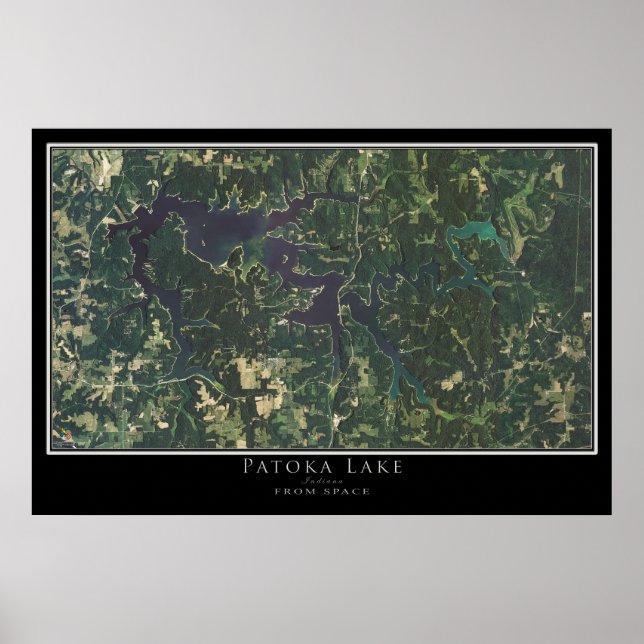 Patoka Sjö Indiana Satellite Poster Karta (Framsidan)