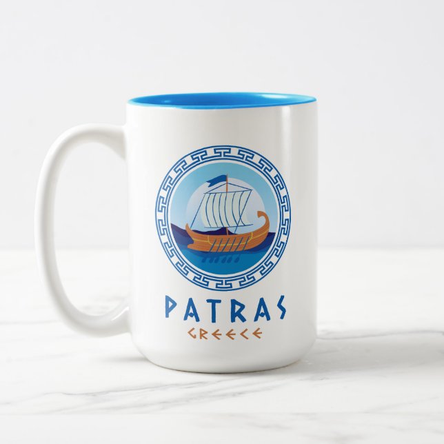 Patras, Grekland Grekisk fartygsdesign Två-Tonad Mugg (Vänster)
