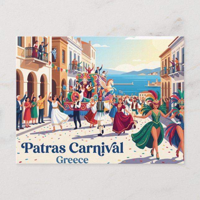 Patras karneval Grekland Vykort (Framsida)