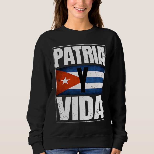 Patria Cuba Y Vida Freedom Movement Cuban Flag T Shirt (Framsida)