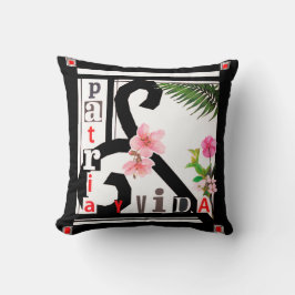 Patria y Vida Black Ram Rosa Flowers Kudde