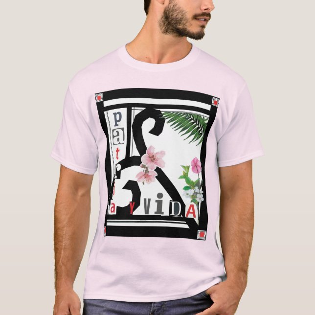 Patria y Vida Black Ram Rosa Flowers T Shirt (Framsida)