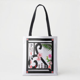 Patria y Vida Black Ram Rosa Flowers Tygkasse