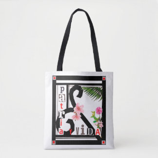 Patria y Vida Black Ram Rosa Flowers Tygkasse
