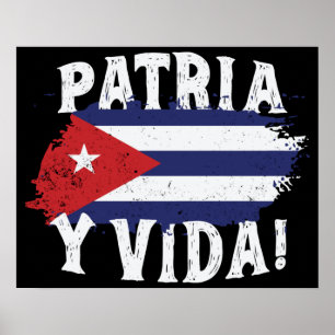 Patria Y Vida Free Cuba Libre Cuban Flagga Poster