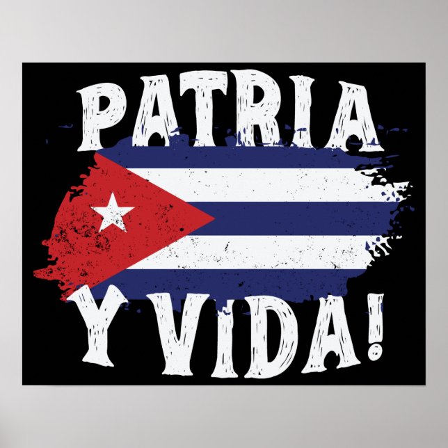 Patria Y Vida Free Cuba Libre Cuban Flagga Poster (Framsidan)