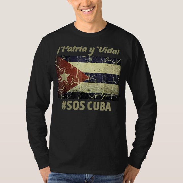 Patria Y Vida Sos Cuba Flagga Free Cuba 1 T Shirt (Framsida)