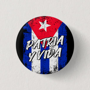 Patria Y Vida Viva Cuba Libre Cuban flagga Knapp