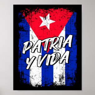 Patria Y Vida Viva Cuba Libre Cuban flagga  Poster