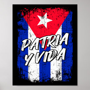 Patria Y Vida Viva Cuba Libre Cuban flagga Poster
