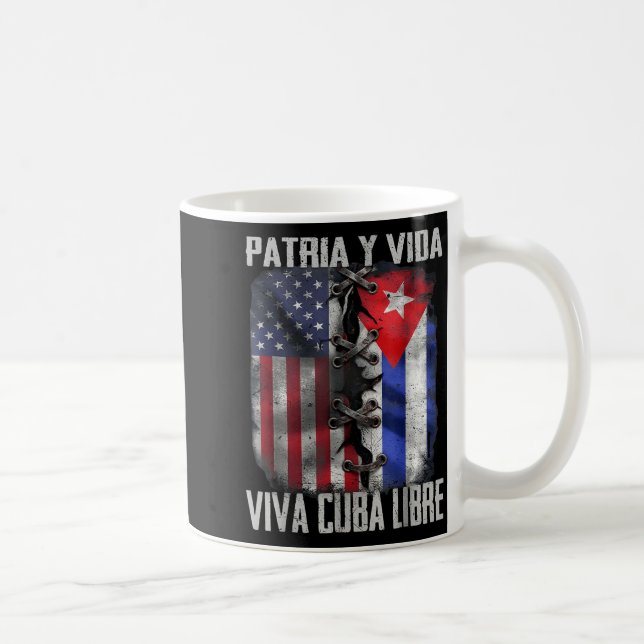 Patria Y Vida Viva Cuba Libre Patriotisk Retro USA Kaffemugg (Höger)