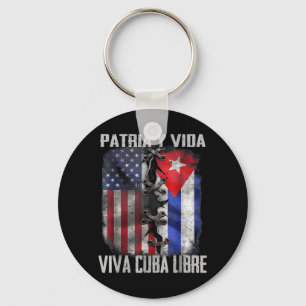 Patria Y Vida Viva Cuba Libre Patriotisk Retro USA Nyckelring