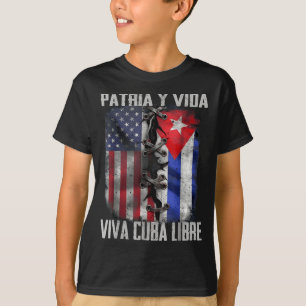 Patria Y Vida Viva Cuba Libre Patriotisk Retro USA T Shirt