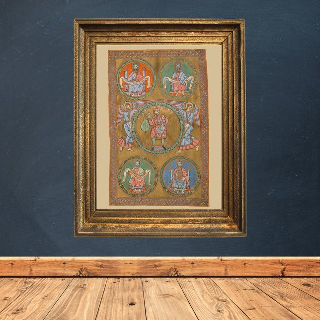 Patriarchs Abraham Isaac Jacob Medieval Manuscript Poster (Patriarchs Abraham Isaac Jacob  - Catholic Christian Medieval Manuscript Poster)