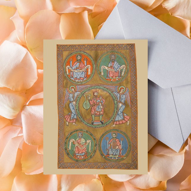 Patriarchs Abraham Isaac Jacob Medieval Manuscript Vykort (Patriarchs Abraham Isaac Jacob Medieval Manuscript Crhistian Old Testament Postcard)