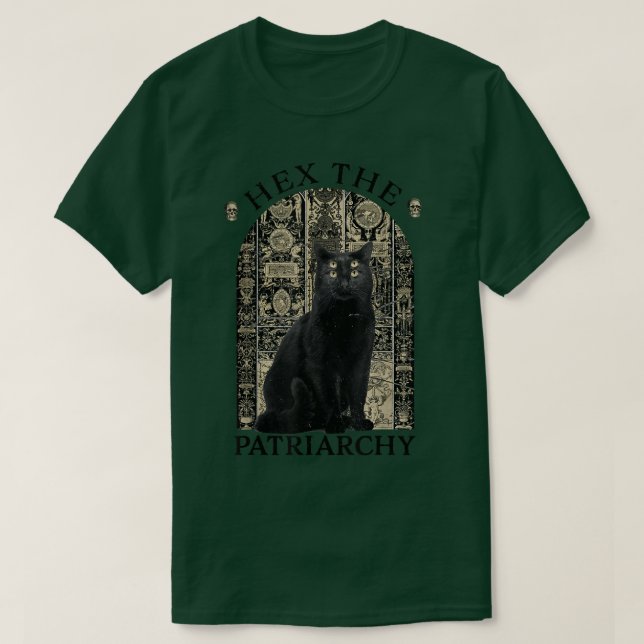 Patriarkin Black Cat Feminist Witch T Shirt (Design framsida)
