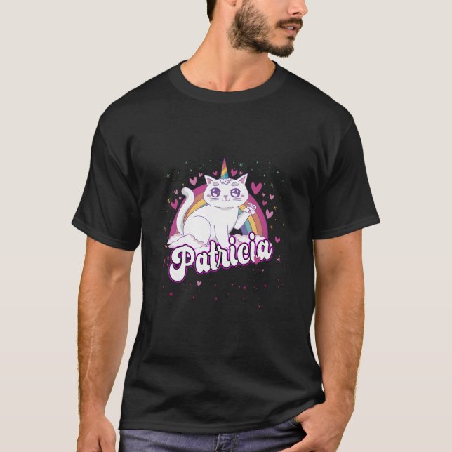 Patricia Adorable Name With Beautiful Caticorn T Shirt (Framsida)